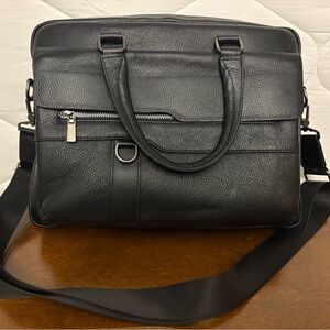 Black Leather laptop Bag